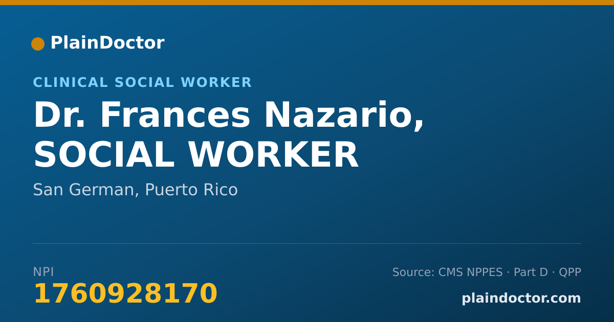 Shareable card for Frances Nazario, SOCIAL WORKER - Clinical Social Worker, San German, PR