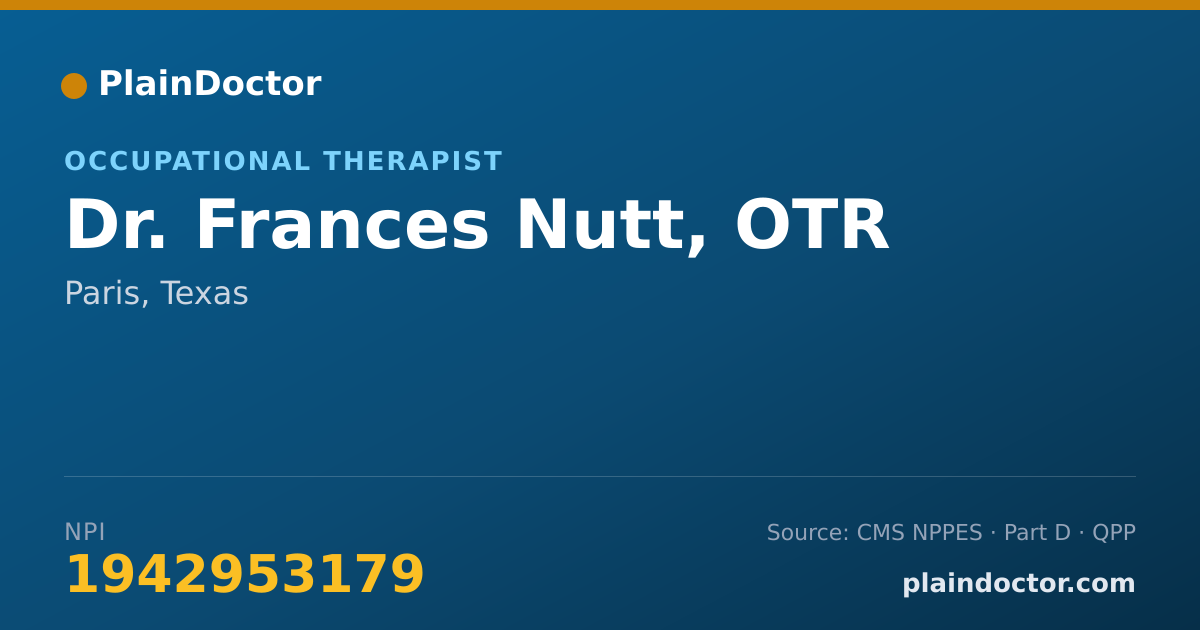 Shareable card for Frances Nutt, OTR - Occupational Therapist, Paris, TX