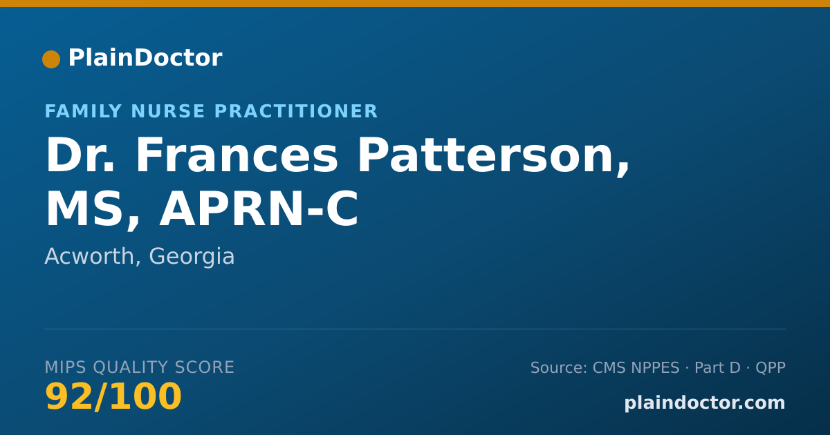 Shareable card for Frances Patterson, MS, APRN-C - Family Nurse Practitioner, Acworth, GA