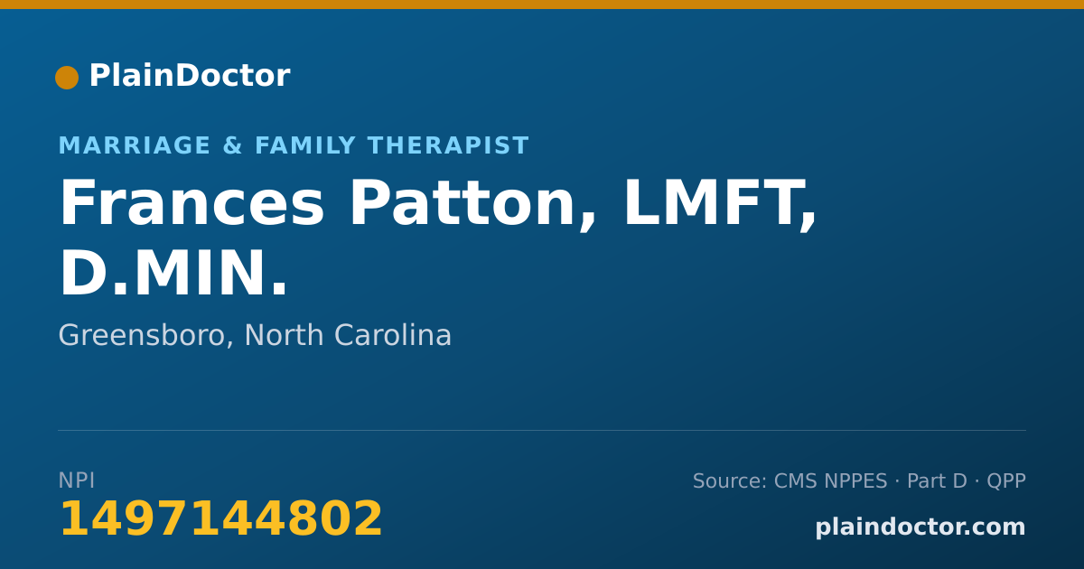 Shareable card for Frances Patton, LMFT, D.MIN. - Marriage & Family Therapist, Greensboro, NC