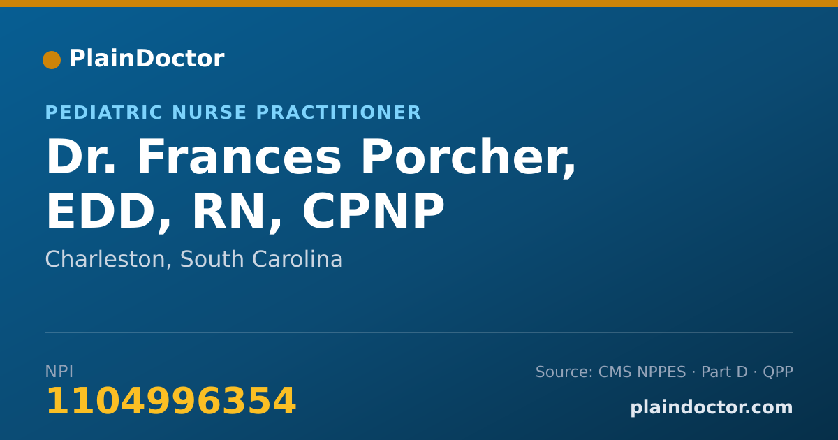 Shareable card for Frances Porcher, EDD, RN, CPNP - Pediatric Nurse Practitioner, Charleston, SC