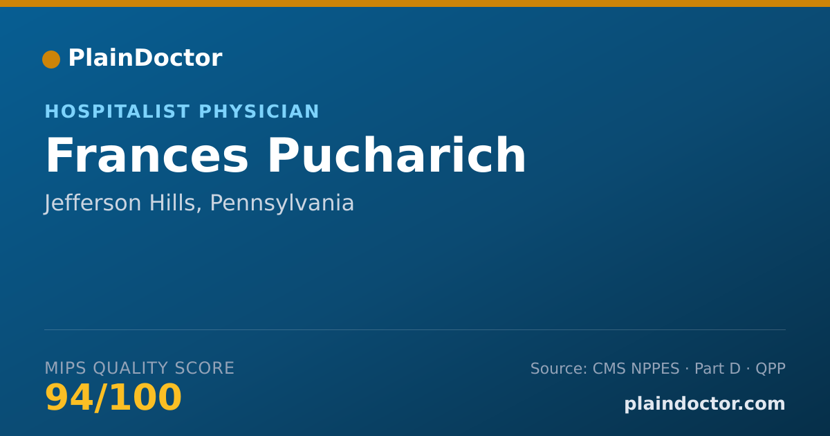 Shareable card for Frances Pucharich - Hospitalist Physician, Jefferson Hills, PA