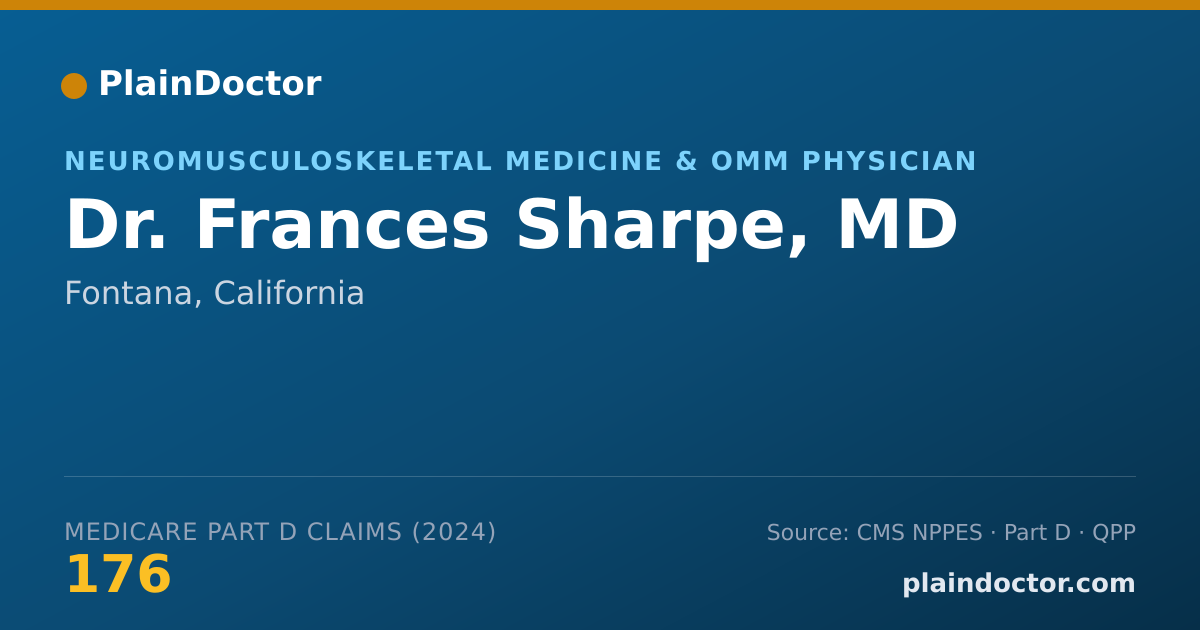 Shareable card for Frances Sharpe, MD - Neuromusculoskeletal Medicine & OMM Physician, Fontana, CA