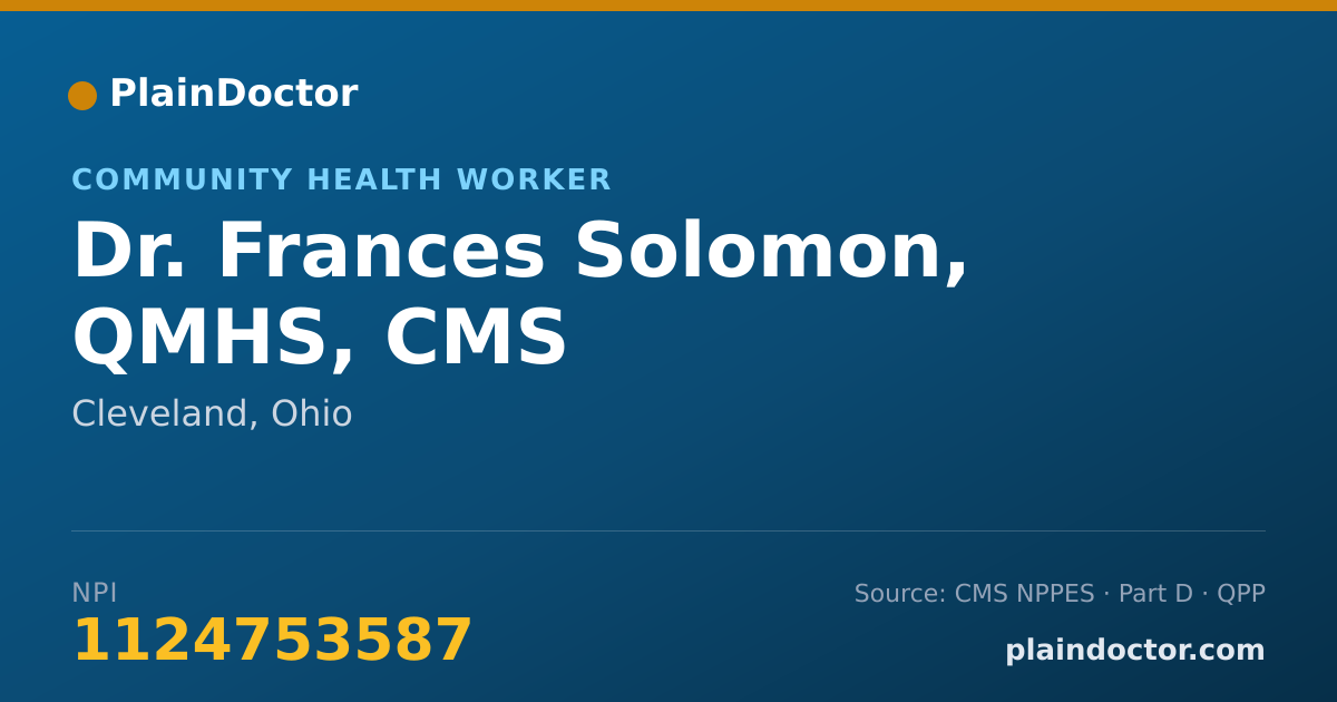 Shareable card for Frances Solomon, QMHS, CMS - Community Health Worker, Cleveland, OH