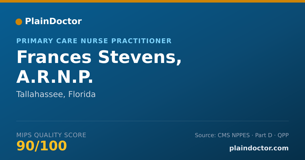Shareable card for Frances Stevens, A.R.N.P. - Primary Care Nurse Practitioner, Tallahassee, FL