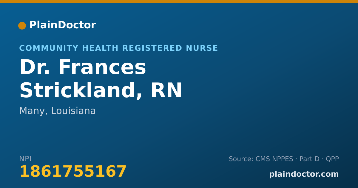 Shareable card for Frances Strickland, RN - Community Health Registered Nurse, Many, LA
