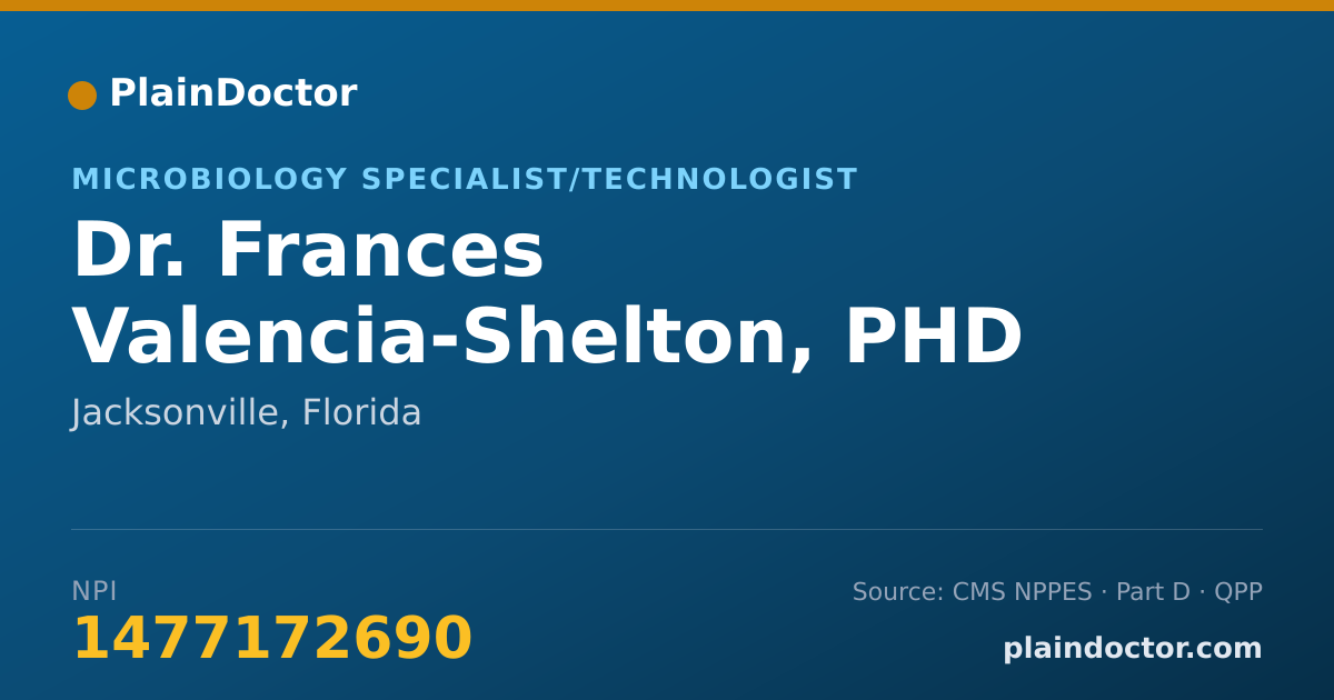 Shareable card for Frances Valencia-Shelton, PHD - Microbiology Specialist/Technologist, Jacksonville, FL