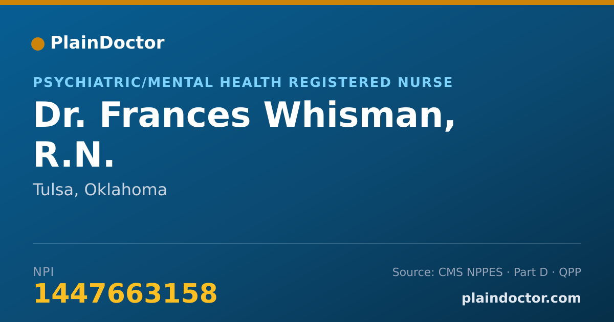 Shareable card for Frances Whisman, R.N. - Psychiatric/Mental Health Registered Nurse, Tulsa, OK