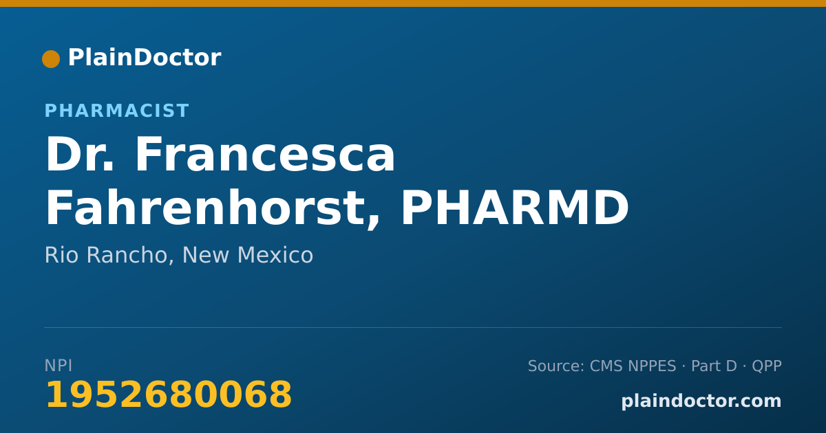 Shareable card for Francesca Fahrenhorst, PHARMD - Pharmacist, Rio Rancho, NM