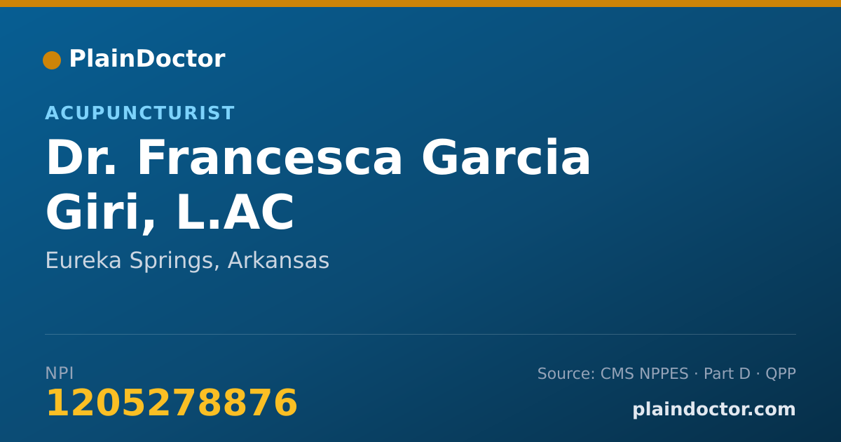 Shareable card for Francesca Garcia Giri, L.AC - Acupuncturist, Eureka Springs, AR
