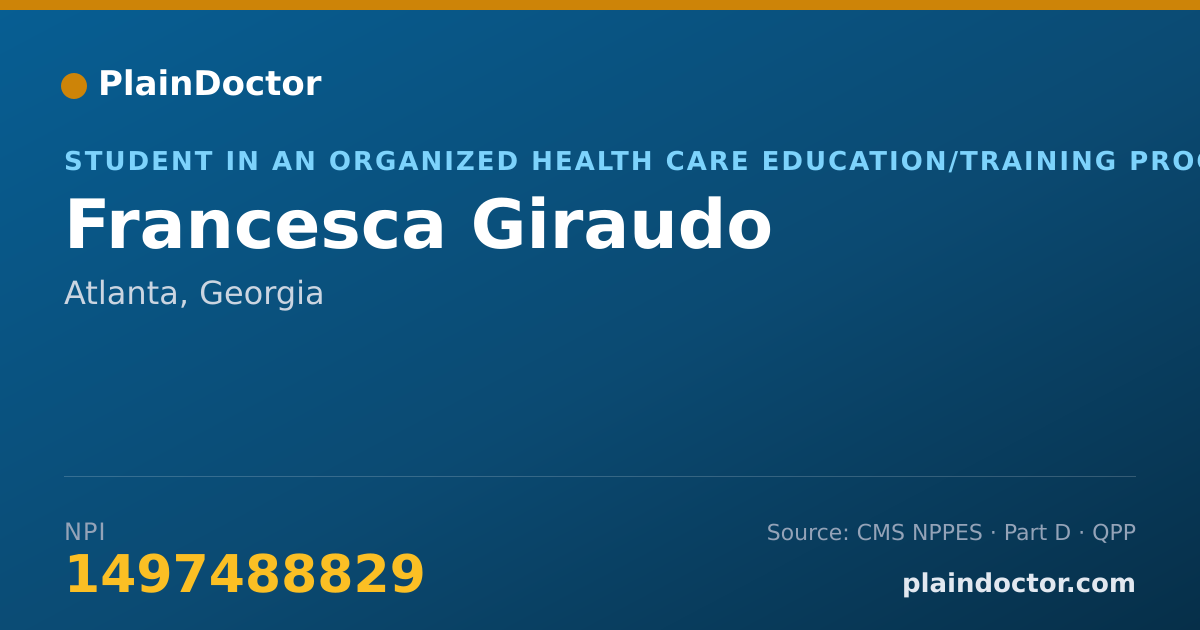 Shareable card for Francesca Giraudo - Student in an Organized Health Care Education/Training Program, Atlanta, GA
