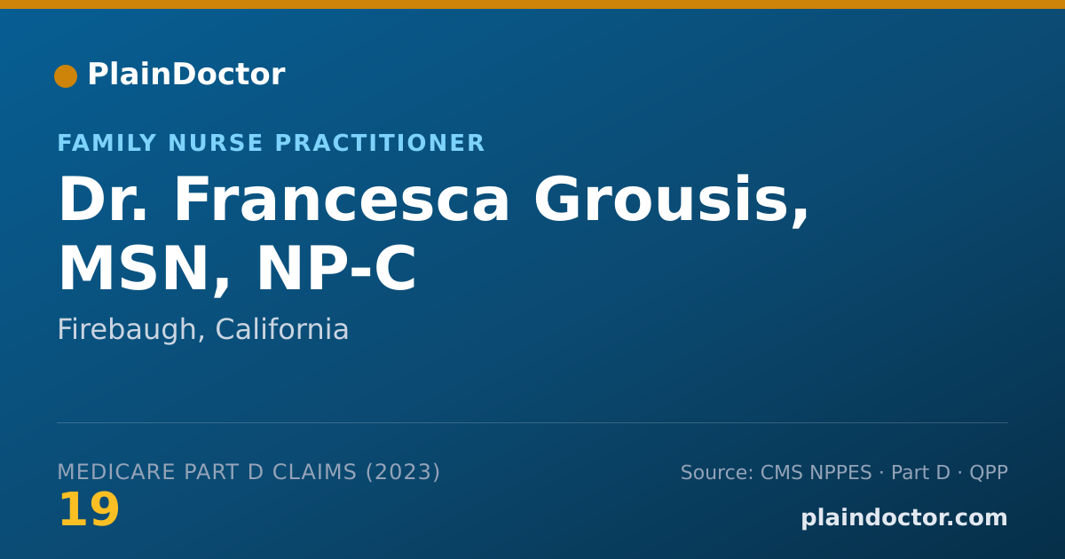 Shareable card for Francesca Grousis, MSN, NP-C - Family Nurse Practitioner, Firebaugh, CA