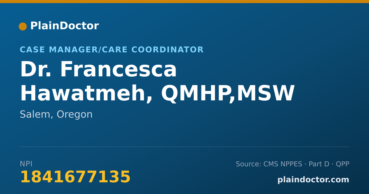 Shareable card for Francesca Hawatmeh, QMHP,MSW - Case Manager/Care Coordinator, Salem, OR