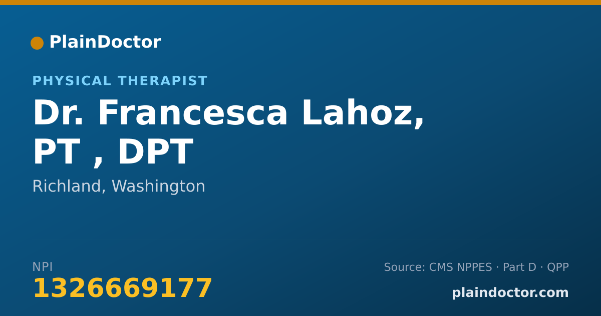 Shareable card for Francesca Lahoz, PT , DPT - Physical Therapist, Richland, WA