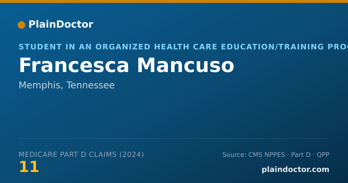 Shareable card for Francesca Mancuso - Student in an Organized Health Care Education/Training Program, Memphis, TN