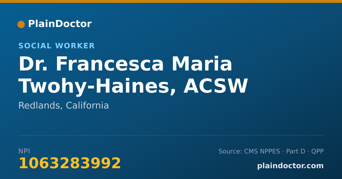 Shareable card for Francesca Maria Twohy-Haines, ACSW - Social Worker, Redlands, CA