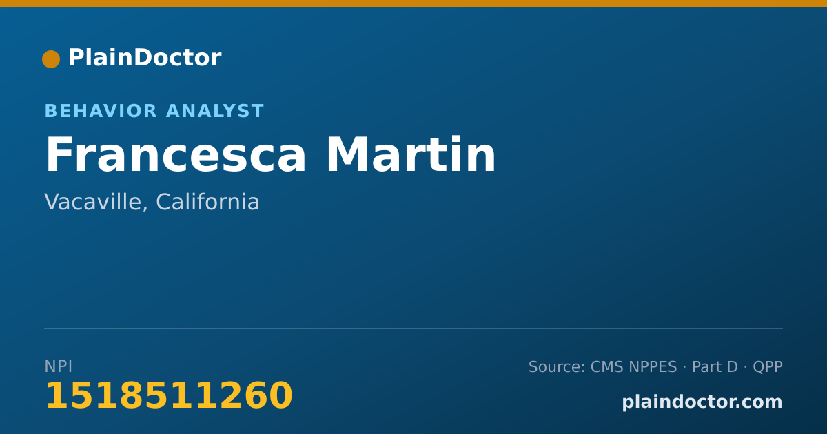 Shareable card for Francesca Martin - Behavior Analyst, Vacaville, CA