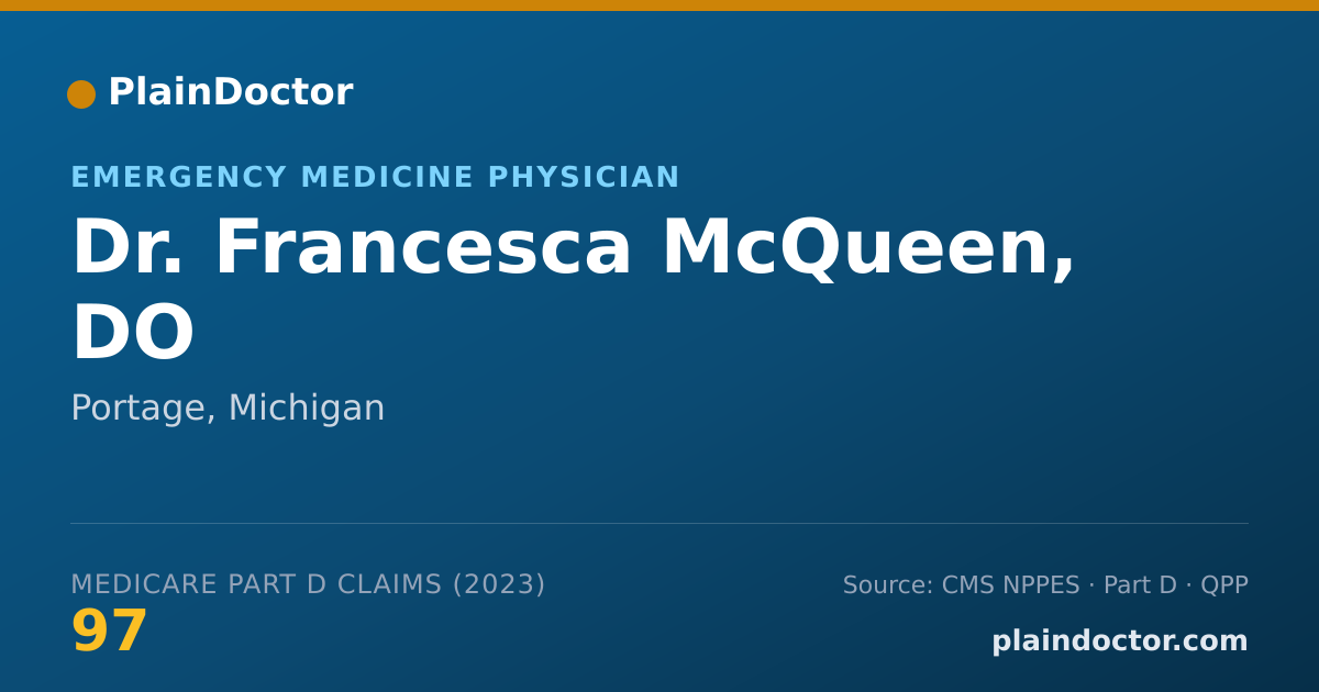 Shareable card for Francesca McQueen, DO - Emergency Medicine Physician, Portage, MI