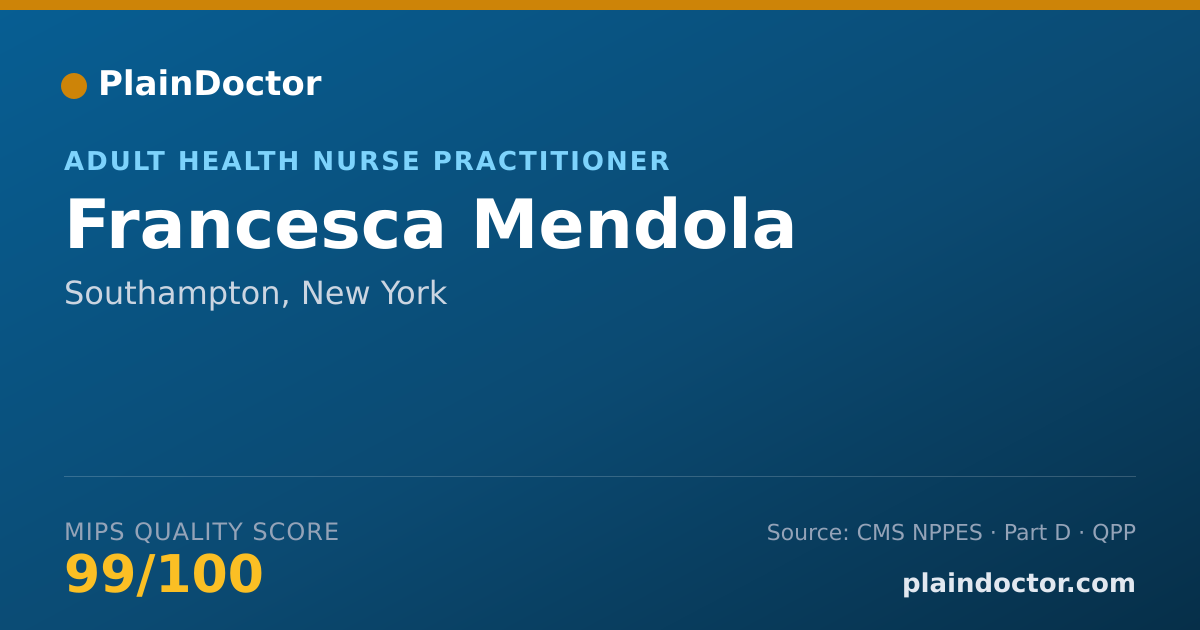 Shareable card for Francesca Mendola - Adult Health Nurse Practitioner, Southampton, NY