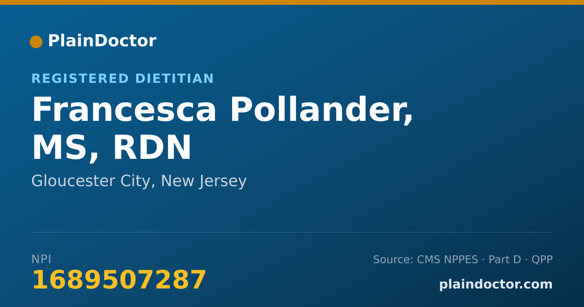 Shareable card for Francesca Pollander, MS, RDN - Registered Dietitian, Gloucester City, NJ