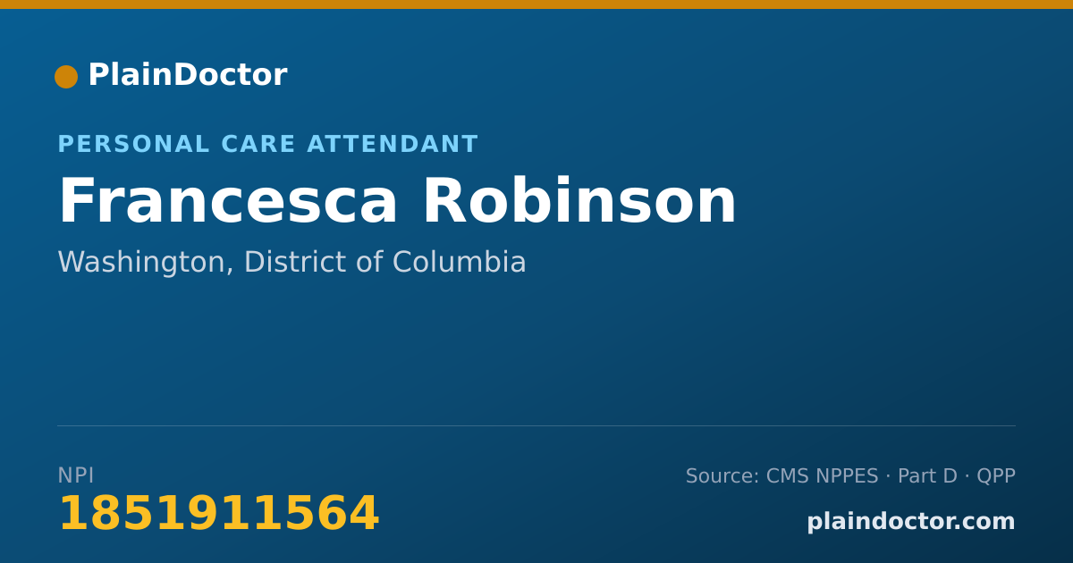 Shareable card for Francesca Robinson - Personal Care Attendant, Washington, DC