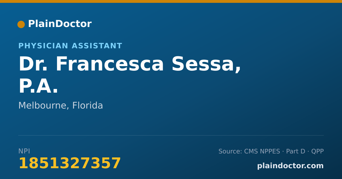 Shareable card for Francesca Sessa, P.A. - Physician Assistant, Melbourne, FL