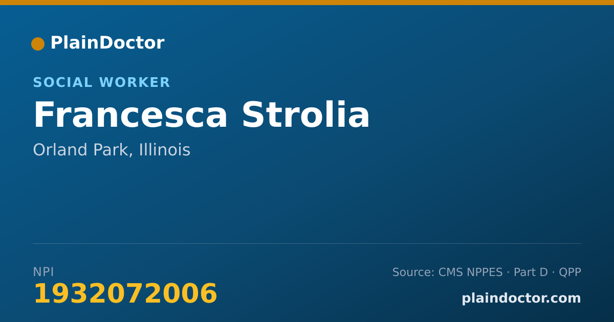 Shareable card for Francesca Strolia - Social Worker, Orland Park, IL