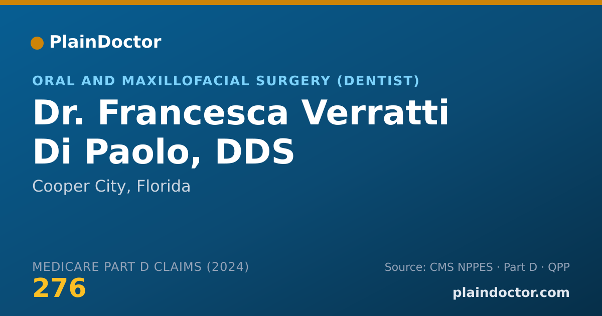 Shareable card for Francesca Verratti Di Paolo, DDS - Oral and Maxillofacial Surgery (Dentist), Cooper City, FL