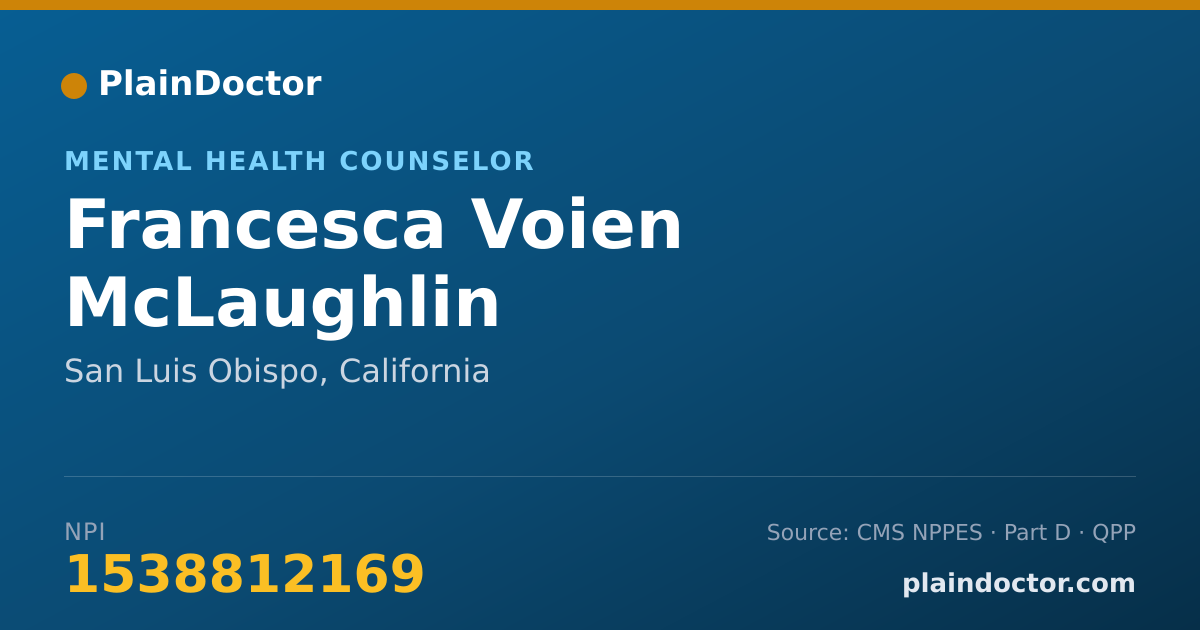 Shareable card for Francesca Voien McLaughlin - Mental Health Counselor, San Luis Obispo, CA