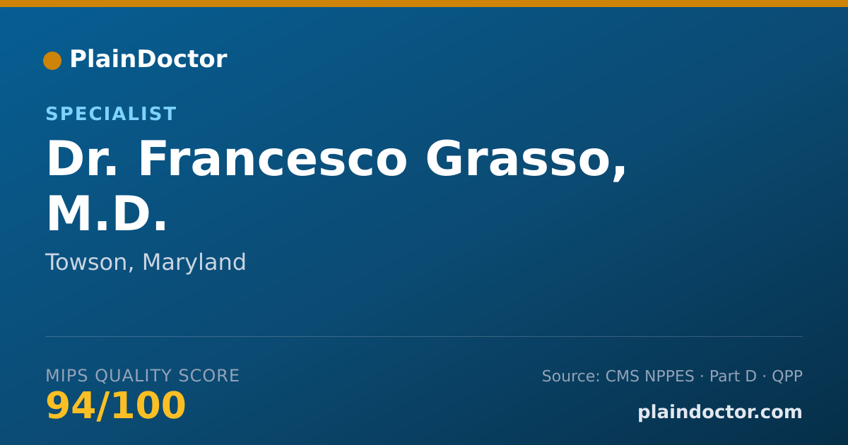 Shareable card for Francesco Grasso, M.D. - Specialist, Towson, MD