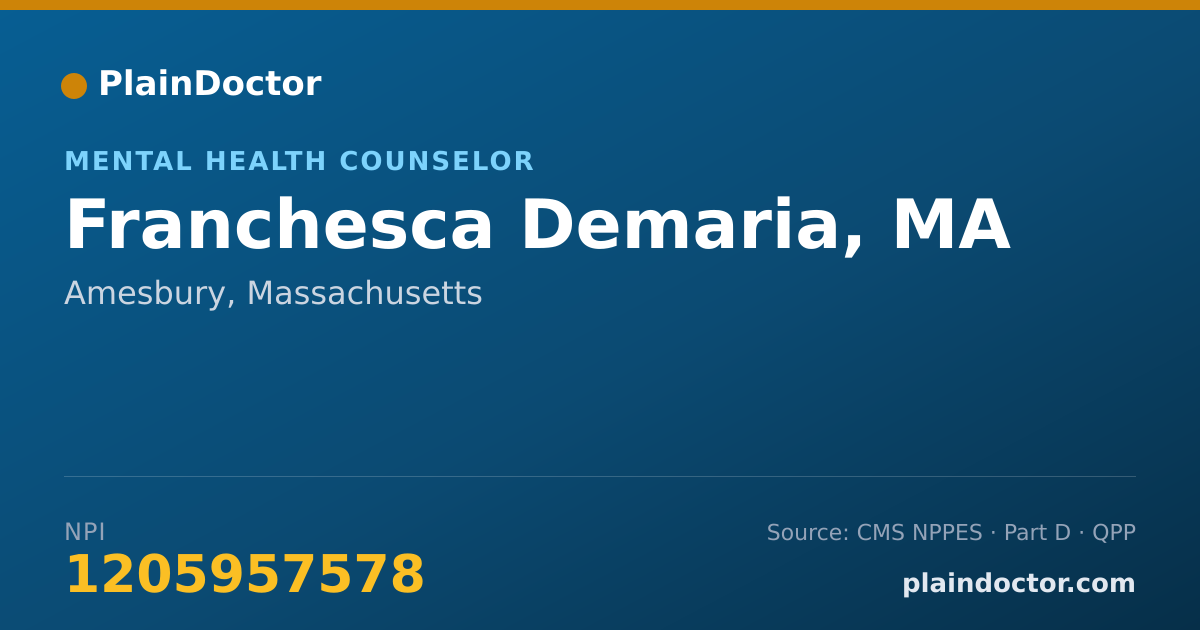 Shareable card for Franchesca Demaria, MA - Mental Health Counselor, Amesbury, MA