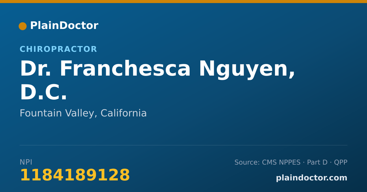 Shareable card for Franchesca Nguyen, D.C. - Chiropractor, Fountain Valley, CA