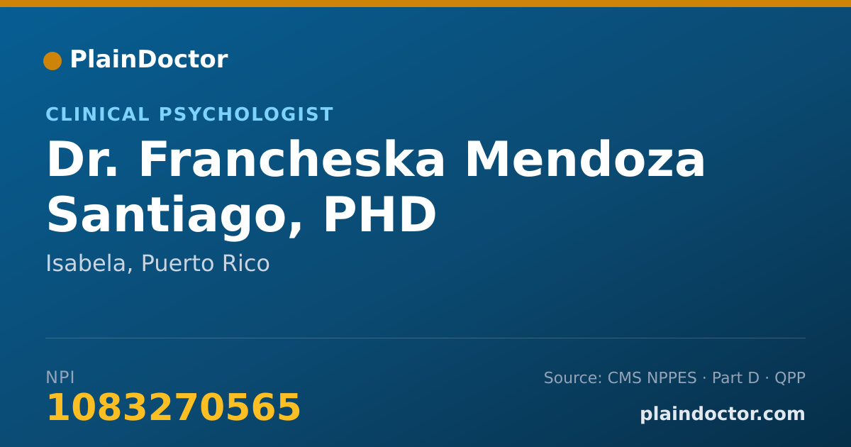 Shareable card for Francheska Mendoza Santiago, PHD - Clinical Psychologist, Isabela, PR