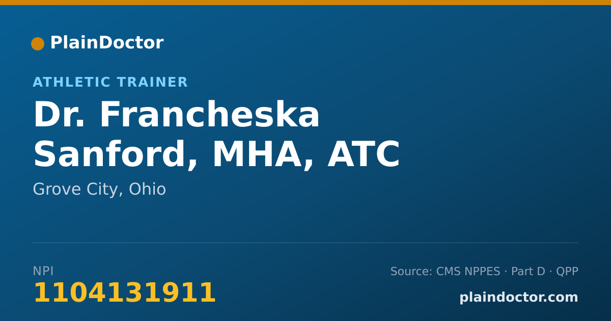 Shareable card for Francheska Sanford, MHA, ATC - Athletic Trainer, Grove City, OH