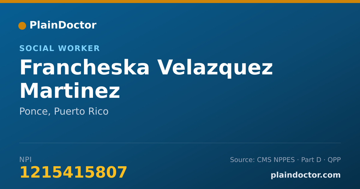 Shareable card for Francheska Velazquez Martinez - Social Worker, Ponce, PR