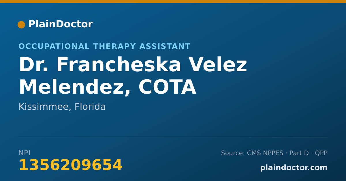 Shareable card for Francheska Velez Melendez, COTA - Occupational Therapy Assistant, Kissimmee, FL