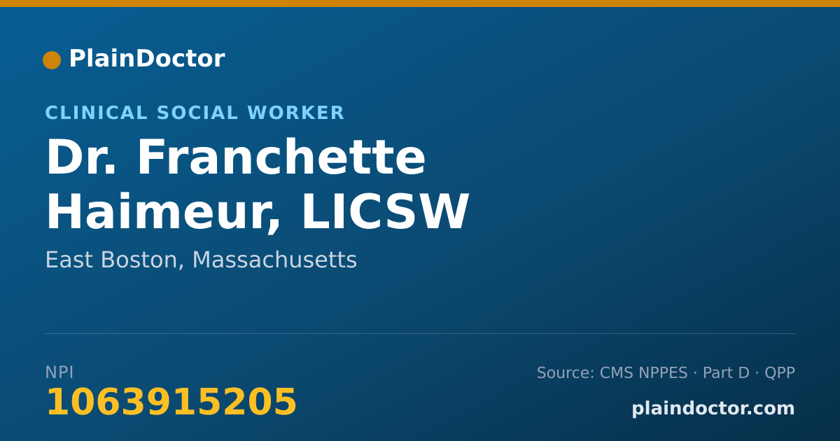 Shareable card for Franchette Haimeur, LICSW - Clinical Social Worker, East Boston, MA