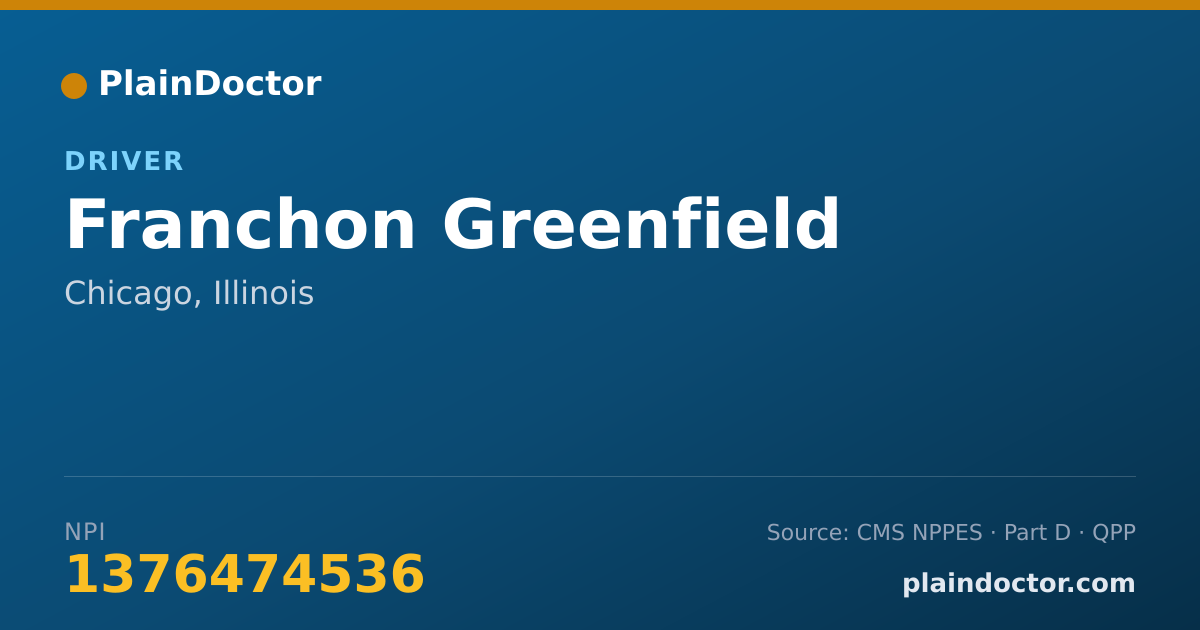 Shareable card for Franchon Greenfield - Driver, Chicago, IL