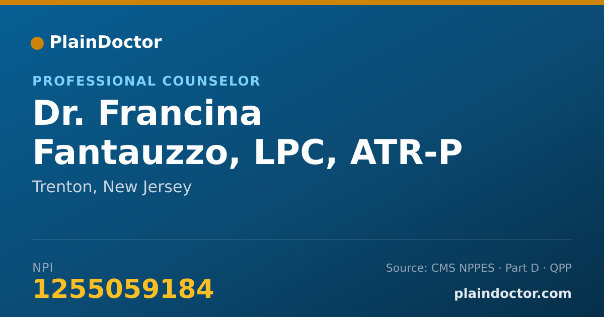 Shareable card for Francina Fantauzzo, LPC, ATR-P - Professional Counselor, Trenton, NJ
