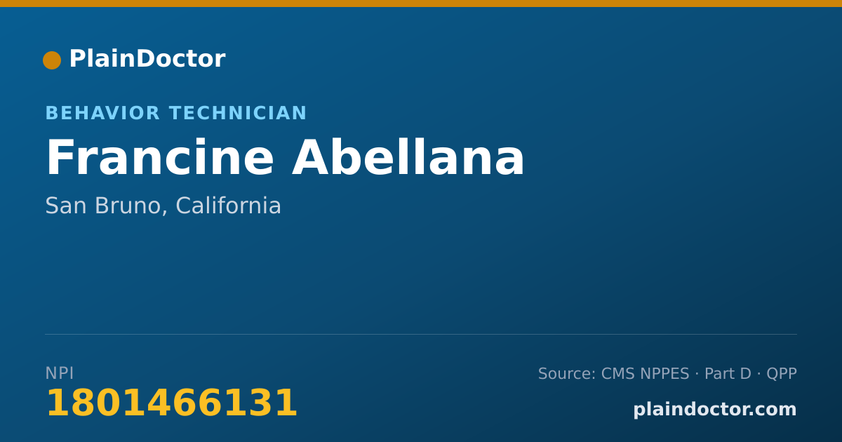 Shareable card for Francine Abellana - Behavior Technician, San Bruno, CA