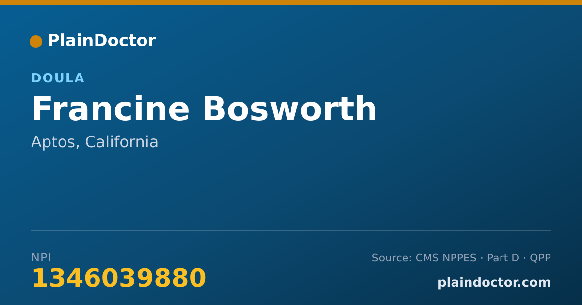 Shareable card for Francine Bosworth - Doula, Aptos, CA