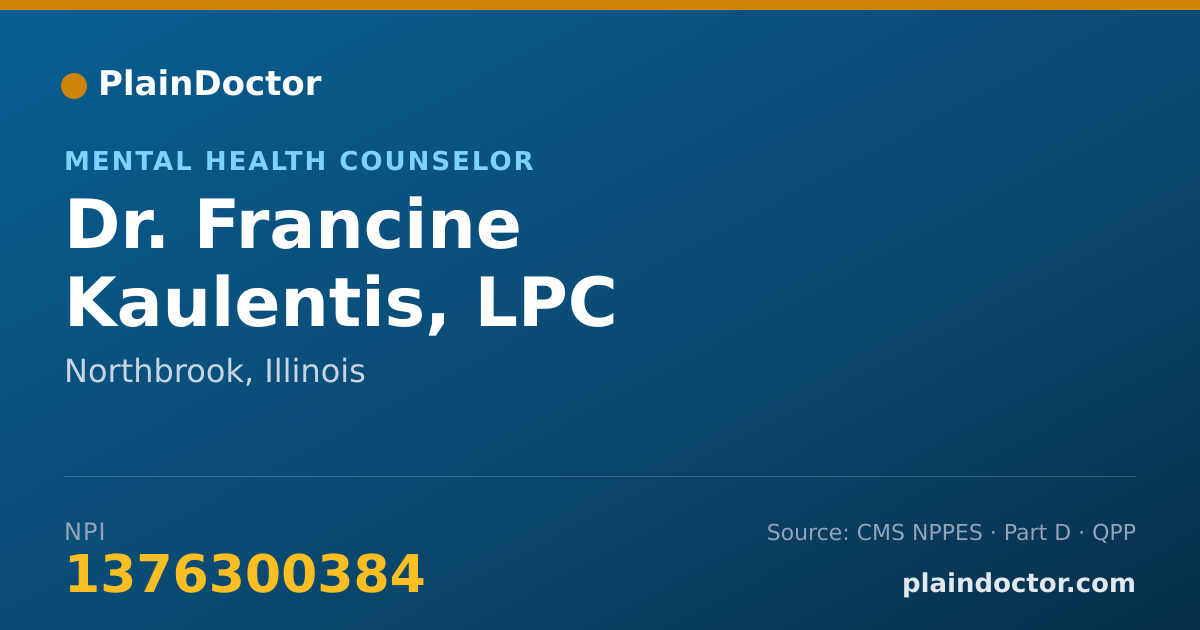 Shareable card for Francine Kaulentis, LPC - Mental Health Counselor, Northbrook, IL