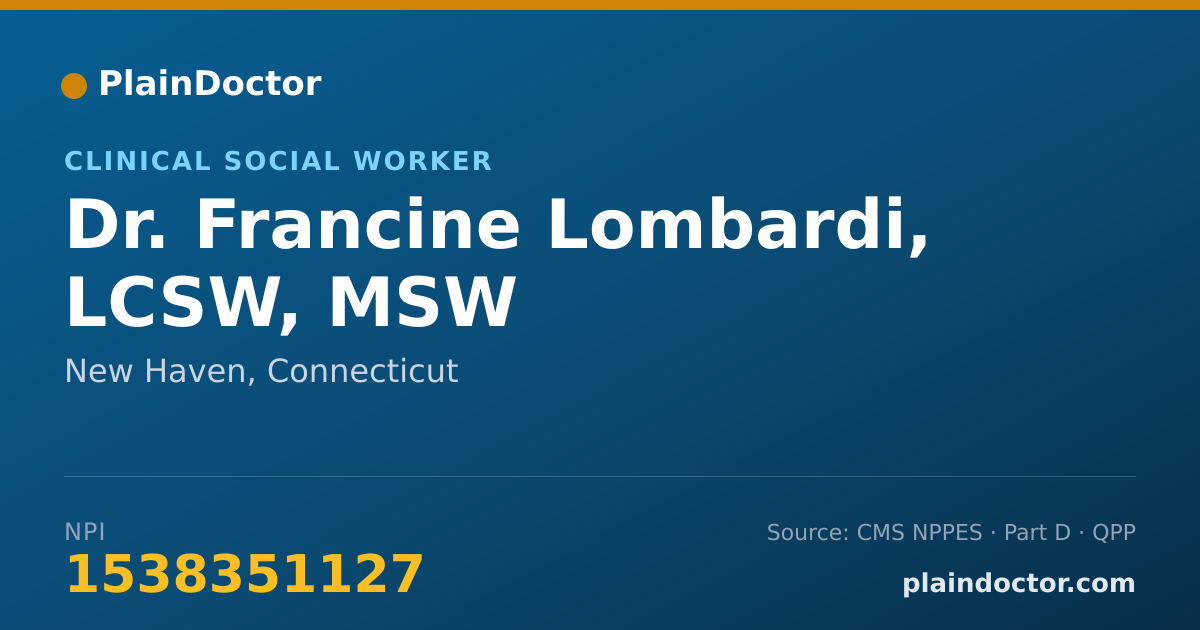 Shareable card for Francine Lombardi, LCSW, MSW - Clinical Social Worker, New Haven, CT