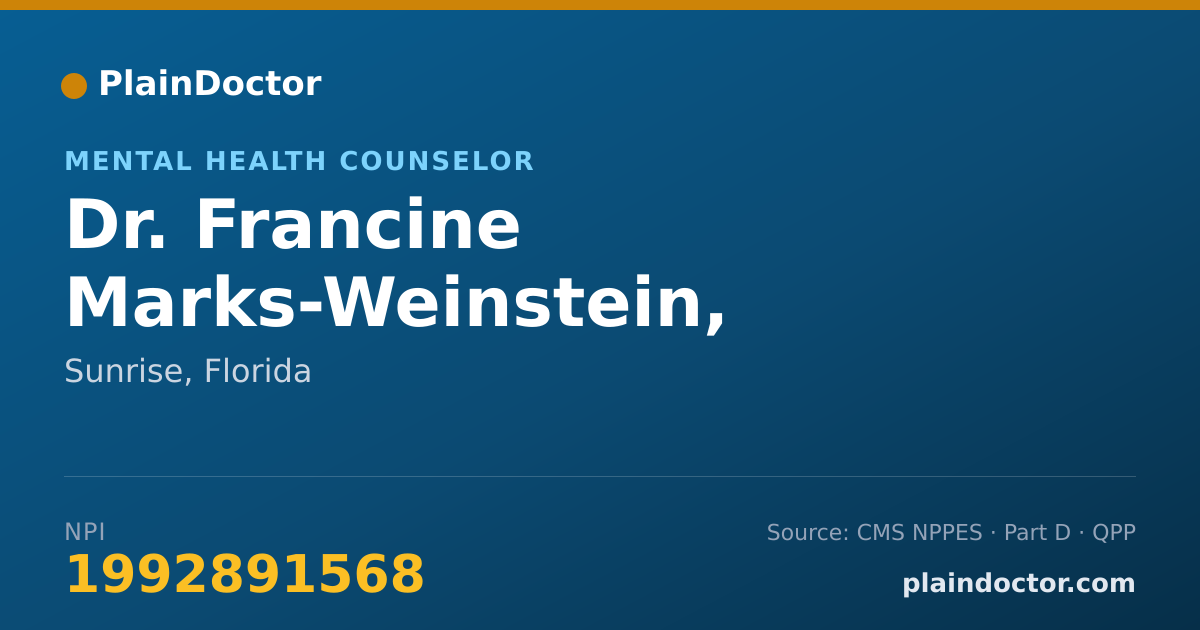 Shareable card for Francine Marks-Weinstein, L.M.H.C. - Mental Health Counselor, Sunrise, FL