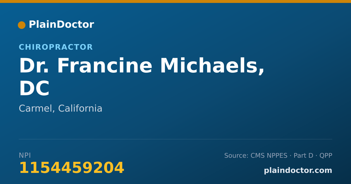 Shareable card for Francine Michaels, DC - Chiropractor, Carmel, CA
