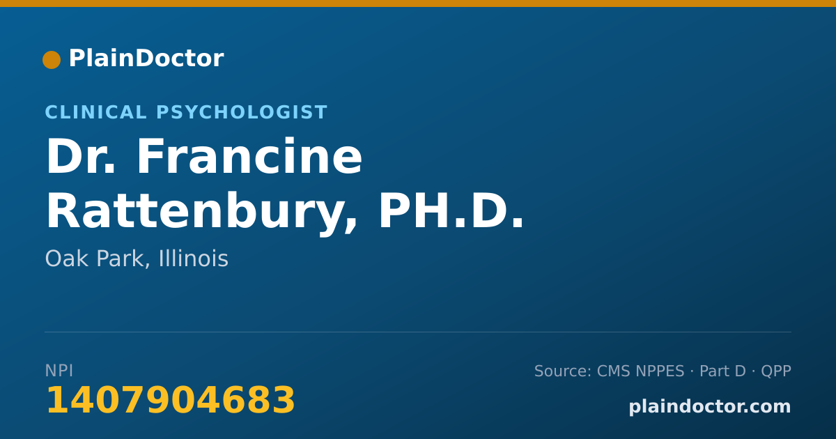 Shareable card for Francine Rattenbury, PH.D. - Clinical Psychologist, Oak Park, IL