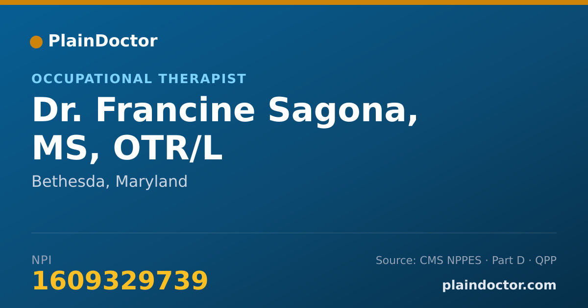 Shareable card for Francine Sagona, MS, OTR/L - Occupational Therapist, Bethesda, MD