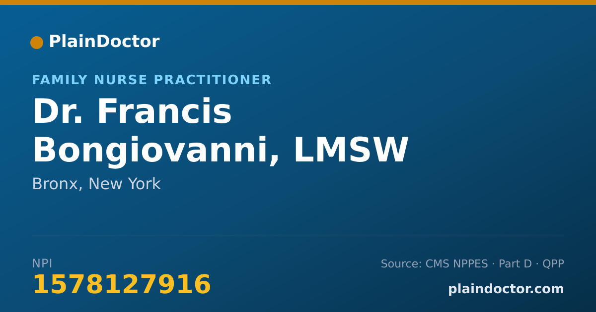 Shareable card for Francis Bongiovanni, LMSW - Family Nurse Practitioner, Bronx, NY