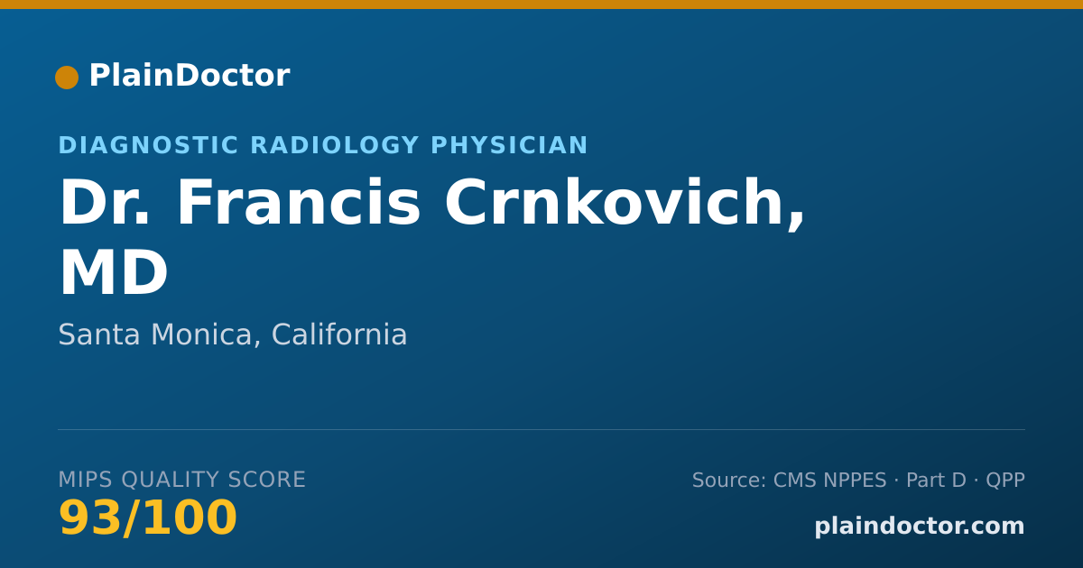 Shareable card for Francis Crnkovich, MD - Diagnostic Radiology Physician, Santa Monica, CA