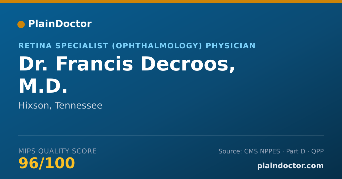 Shareable card for Francis Decroos, M.D. - Retina Specialist (Ophthalmology) Physician, Hixson, TN